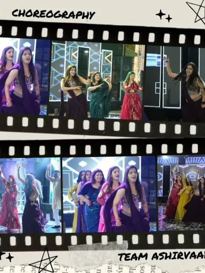 A collage showcasing a vibrant group performance by the ladies of the family. We coordinate large groups to ensure everyone is in sync and having a great time on stage.