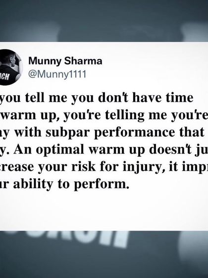 If you have time to get to the gym, you have time for a proper warm up. It can be as simple as 5 to 10 minutes of targeted movements. Don't skip this crucial step.