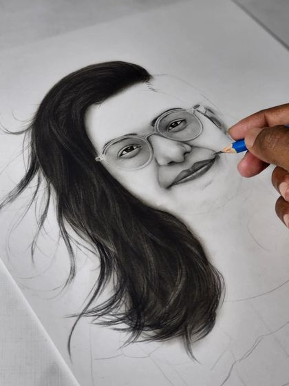 A progress shot of the portrait.