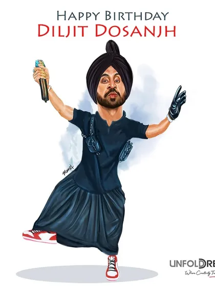 A birthday caricature for the multi-talented singer and actor, Diljit Dosanjh.