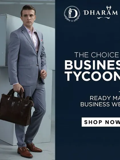 The choice of business tycoons. A graphic advertising my collection of ready-made and custom business wear.