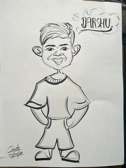 A duplicate of the young boy's full-body sketch.