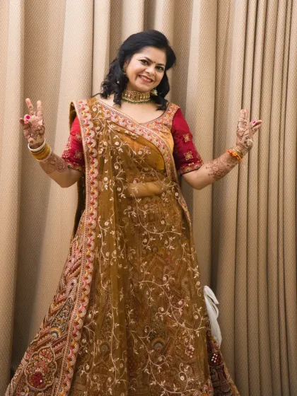 A fun and happy bridal portrait. I encourage brides to express their joy, resulting in lively photos like this one.