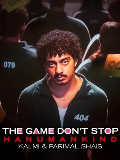 Another powerful still from the 'The Game Don't Stop' music video for the Squid Game collaboration. The makeup was designed to be raw and impactful.