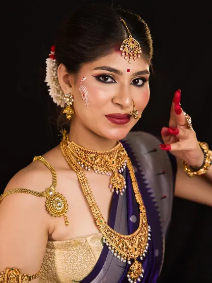 A portrait of Maa Kushmanda, the fourth form of Durga, known for creating the universe with her smile.