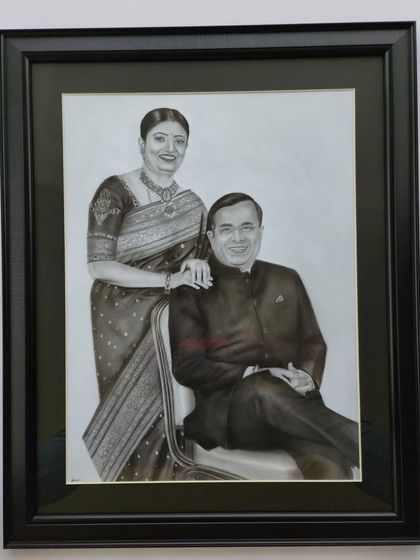 This A1 size portrait was a 42-hour project. The most challenging part was recreating the intricate designs on the saree, which took nearly 10 hours alone.