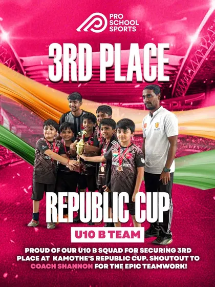 Proud of our U10 B squad for securing 3rd place at the Kamothe’s Republic Cup. This achievement is a credit to the players' effort and Coach Shannon’s guidance.