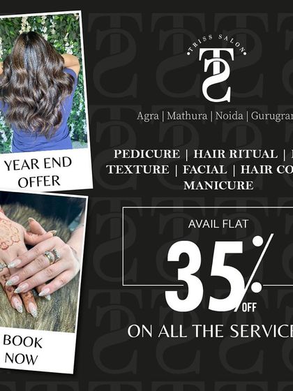 My year-end offer, giving you a flat 35% discount on all services across the salon. It is a great chance to book your favorite treatments, from hair rituals and facials to manicures and pedicures.
