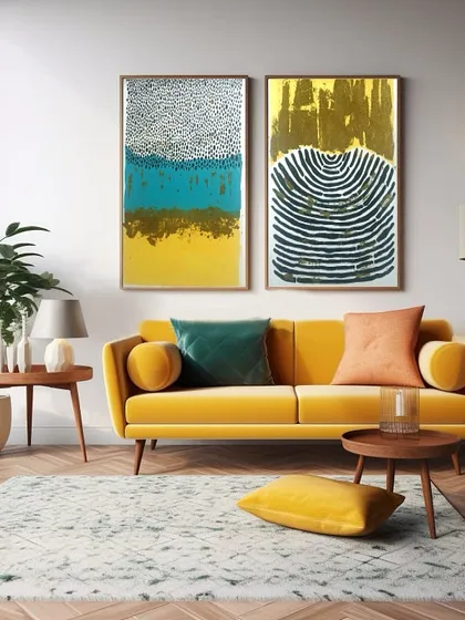 This is how art transforms a house into a home. I created this pair of modern abstract canvases for a client's living room, designing them to complement the vibrant yellow sofa and bring a sense of calm, contemporary energy to the space.