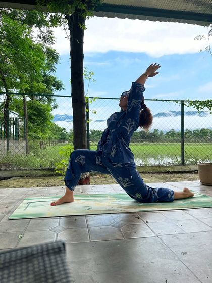 The low lunge, Anjaneyasana, is a wonderful pose for releasing tension in the hips. I love incorporating this into my flows to create a sense of freedom in the body.