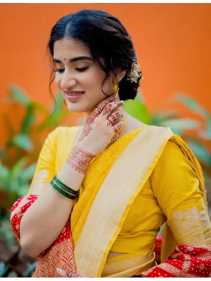 Another view of Aditi's fresh and dewy wedding look, which served as the perfect base for her reception glam later.