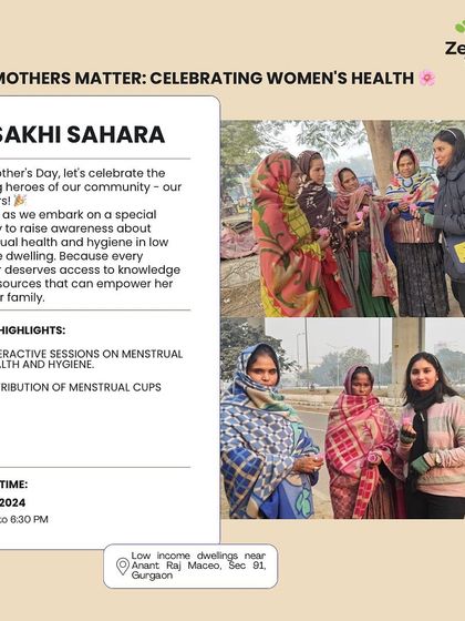An invitation to our 'Sakhi Sahara' drive on Mother's Day. The goal was to raise awareness about menstrual health and hygiene in low-income dwellings, because every mother deserves access to knowledge and resources.