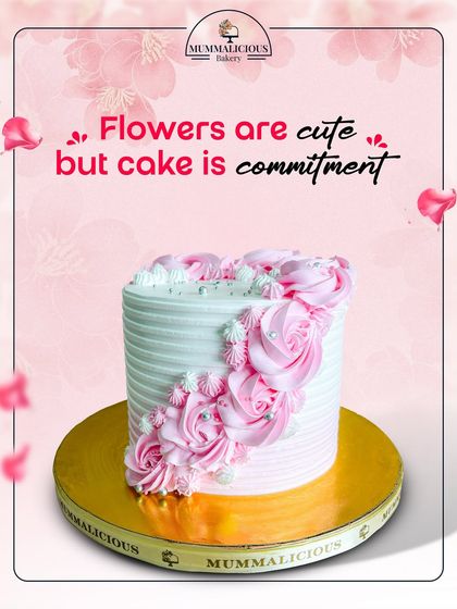 Flowers are cute, but cake is commitment. This elegant cake with a cascade of pink and white buttercream roses is a beautiful statement piece for any celebration of love.