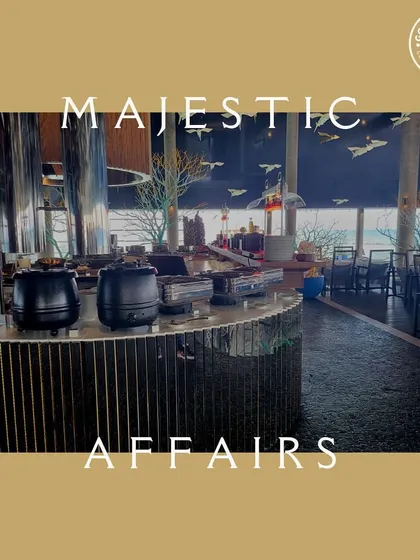 "Majestic Affairs." A shot of the buffet setup at our event in the Maldives, proving our ability to create grand and memorable dining experiences abroad.