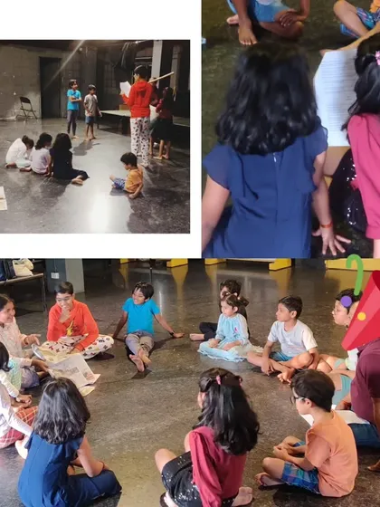A team that celebrates together, stays together! The children of Vyoma Kids sharing Yellu-bella for Makara Sankranti before rehearsing for their show.
