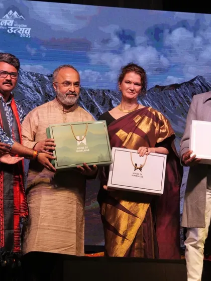 Receiving some lovely gifts after our concert in Dehradun for the Himalayan Samskrit Utsav. We are always grateful for the warmth and hospitality we receive.