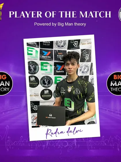 Rudra Dalvi, earning the Player of the Match award.