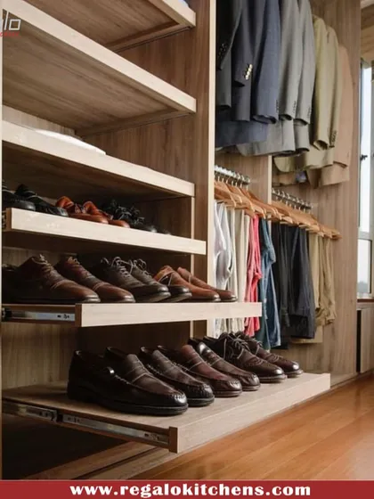 Our pull-out shoe shelves make it easy to see and access your footwear. No more digging in the back of the closet; your shoes are presented neatly on smooth-gliding trays.
