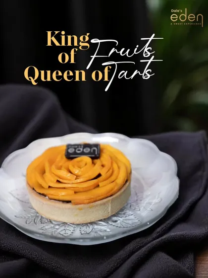 Behold the queen of tarts. We handcraft these beauties during mango season, using only the freshest Alphonso mangoes to create a dessert that is both elegant and bursting with tropical flavor.
