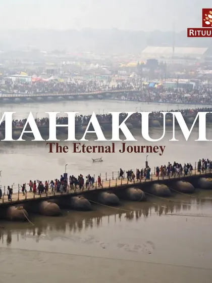 The Maha Kumbh is an eternal journey of faith. This image of pilgrims crossing a pontoon bridge over the sacred river captures the collective movement of millions of souls seeking spiritual liberation and blessings.