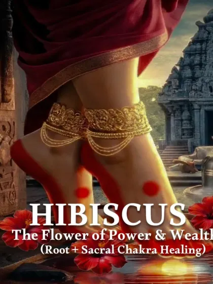 The Hibiscus is the flower of power and wealth, connected to the Root and Sacral chakras. Offering it helps heal your foundation and erase karmic blocks related to survival.