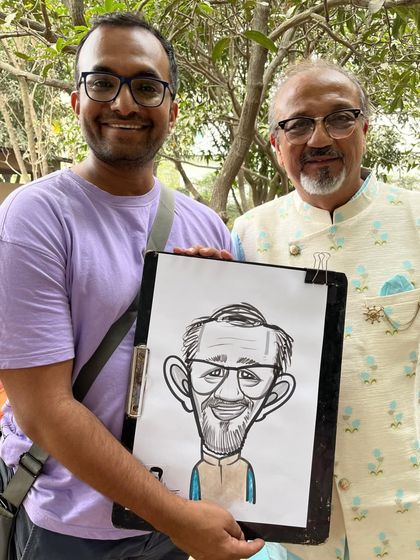 A portrait of a guest at the wedding held at The Farm Ecoville. It was a pleasure to be invited by Vivek to sketch at his function.