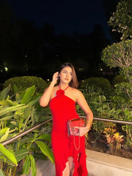 A final, confident pose in my "color of love" outfit.