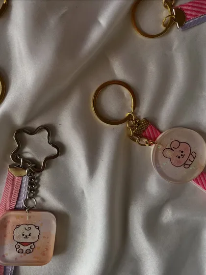 The RJ and Cooky keychains from my BT21 drop. I love making these cute characters.