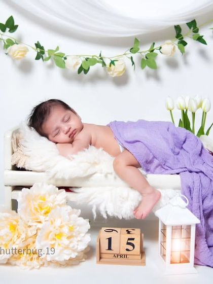 A slightly different angle of the minimalist floral setup, showing the beautiful simplicity of the pose and props.