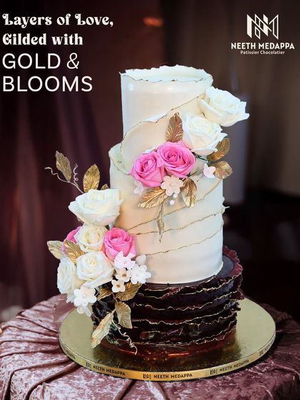 Neeth Medappa - Custom Celebration Cakes A Vow in Vanilla & Gold: Wedding & Engagement Cakes photo 22