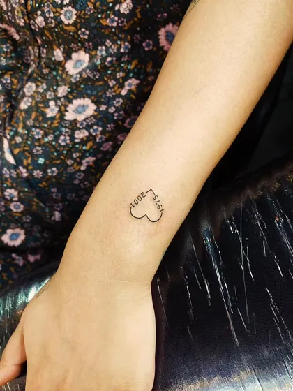 Two important years, 1975 and 2001, forming the shape of a heart. This is a creative and minimalist way to represent a special connection or memory.