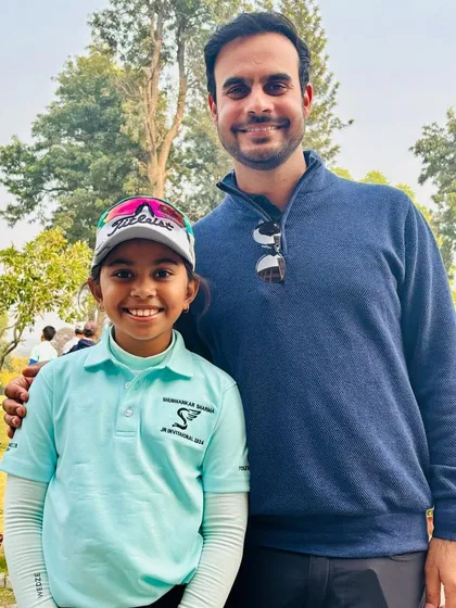 Aahana Shrivastava pictured with professional golfer Shubhankar Sharma after her impressive performance at his All India Junior Invitational Series.