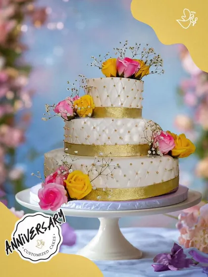 For grand celebrations, we create cakes that are true showstoppers. This magnificent three-tier anniversary cake, adorned with a cascade of fresh roses and delicate quilting, was the centerpiece for a beautiful celebration in Hauz Khas.