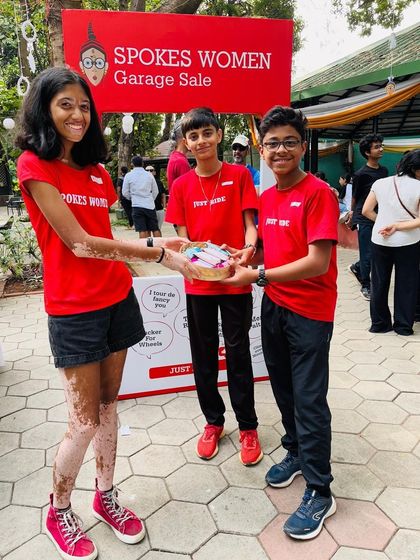 It's a joy to see our youngest members getting involved. Here, lucky winners from our 'Just Move' kids' group receive a hamper of goodies from The Whole Truth Foods at the Garage Sale.