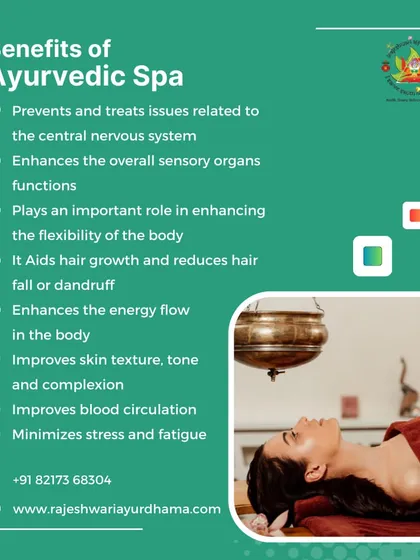 An Ayurvedic spa treatment like Shirodhara, shown here, is about more than just relaxation. It helps improve circulation, enhances skin complexion, and minimizes stress, contributing to your overall wellness from the inside out.