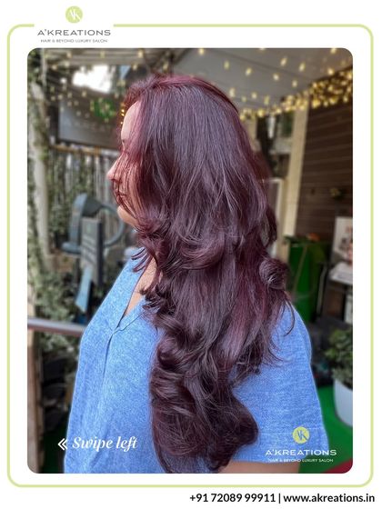 A gorgeous global color in a deep magenta hue. This look is perfect for anyone wanting a bold yet elegant change, finished with soft layers to add movement.