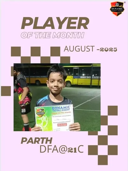 Celebrating Parth, our Player of the Month for August. His incredible talent and dedication light up the field, showing a bright future ahead.
