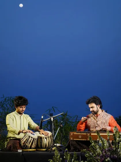 A magical outdoor concert under the moon. The setting of a performance adds so much to the mood of the music. This was a beautiful evening of Hindustani classical music.