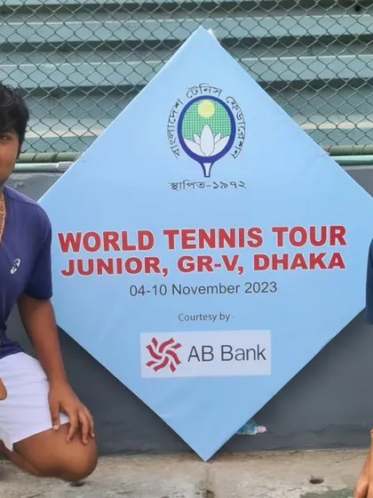 Arnav Yadav and Tavish Pahwa after winning the Boys Doubles title at the ITF event in Bangladesh. I focus on developing strong doubles skills and teamwork, which are crucial for success at the international level.