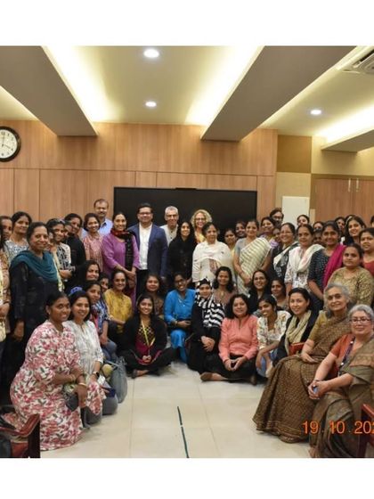 A group photo with all the participants and panelists at the Spastics Society of Karnataka workshop, a wonderful gathering of educators dedicated to inclusive learning.
