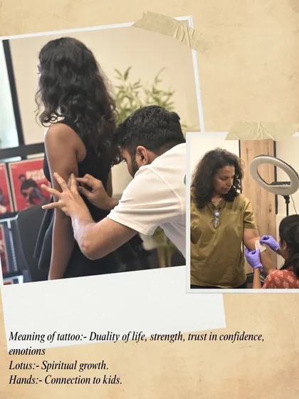 The meaning behind the tattoos: Duality of life, spiritual growth, and a connection to children, all captured in two unique designs for a mother and daughter.
