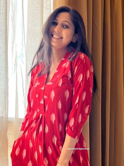 A closer look at our bestselling red handloom Ikat dress-cum-kurta. It features pockets and can be customized to your needs.
