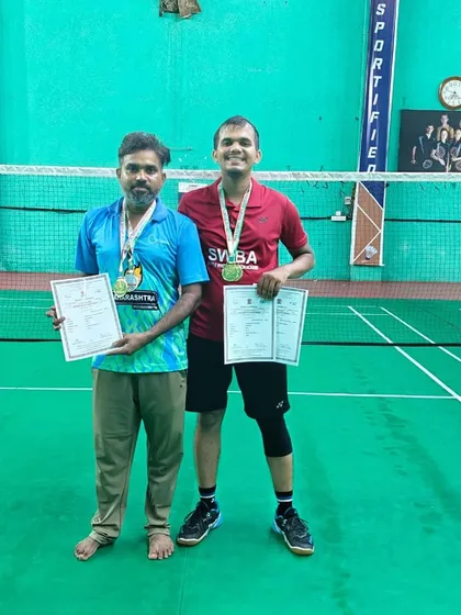A champion and his mentor. Our para-athlete coach Ashish with his own coach, celebrating his double gold medal win in the SU5 category.