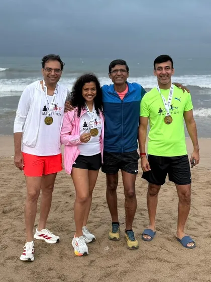 A proud moment for our Be Fit runners, showing off their well-earned medals after completing the tough Ladakh Half Marathon. Altitude high, spirits higher!