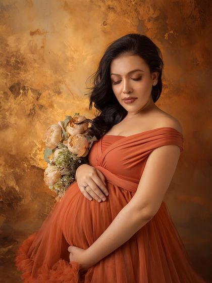 A soft and introspective portrait, holding a bouquet of peonies, adding a touch of romance and nature.