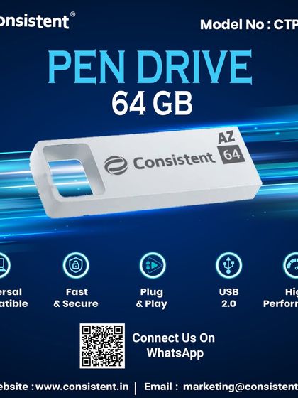 This 64GB pen drive offers a great balance of storage and portability. It features a durable metal design, universal compatibility, and provides fast and secure access to your files.