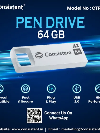 My 64 GB pen drive offers a great balance of storage and performance. It's a fast, secure, and universally compatible USB 2.0 device, perfect for carrying important documents, photos, and media.