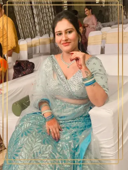 Dazzling in sea green. This client is radiating happiness in a stunning sequined lehenga.