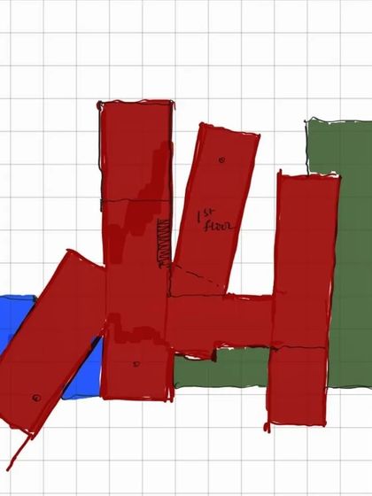 This sketch represents one of many variables we explore at the start of a project, testing how different programmatic blocks can be arranged.