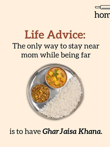 Living away from home is tough, but your meals don't have to be. This plate of simple paneer curry, dal, and rice is more than just food; it's a connection to home and a reminder of Mom's love, delivered right to you.